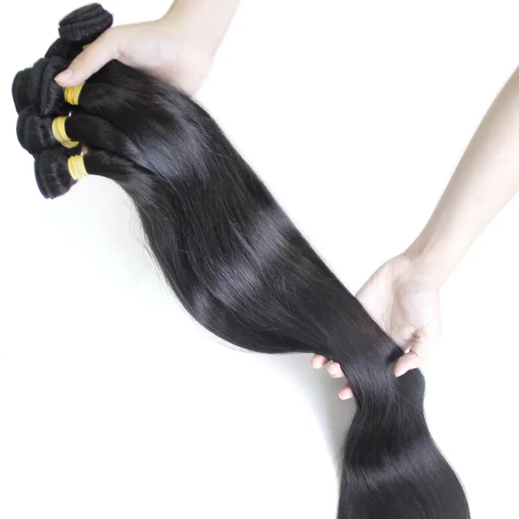 100% Virgin natural unprocessed real virgin mink Brazilian 40 50 60 inch long silky straight hair bundles human extensions