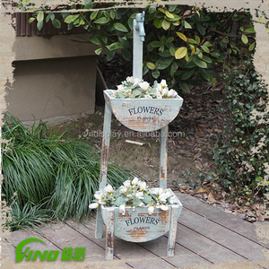 Vintage fleur plante, porte-pot, shabby décoration de jardin, bois peint blanc étagères rustique rack - Product Image 1