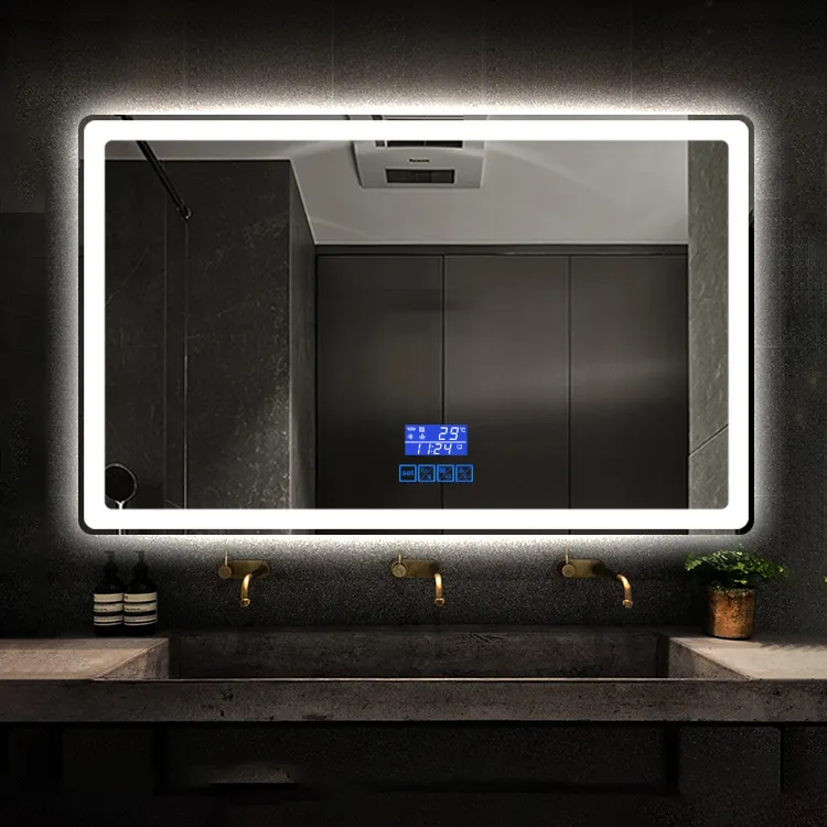 Waterproof Defogger Touch Switch Rectangle Smart Led Bathroom Mirror with Speaker and Radio