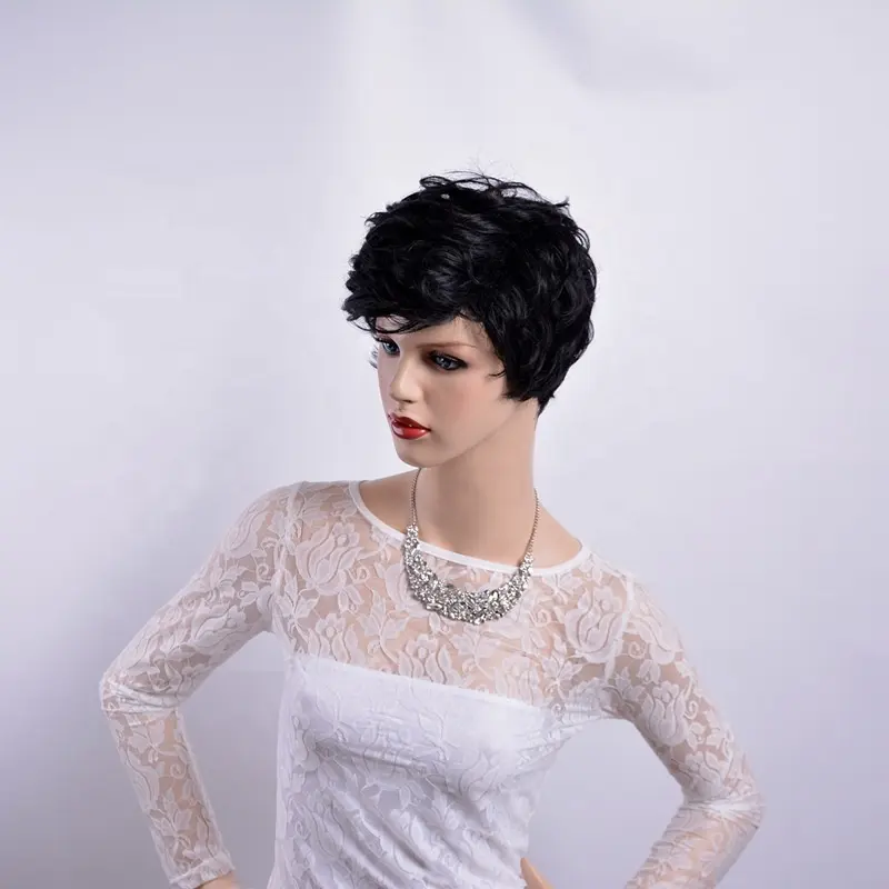 Wholesale cheap Synthetic pixie cut wigs natural wave bob hair black short hair synthetic hair wigs for women