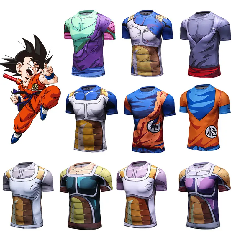 Anime giapponese Dragon Ball 3d Top Stampati Mens Manica Corta Sublimazione T-Shirt