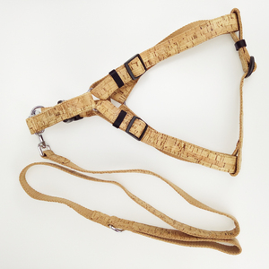 Custom Design Einstellbare Kork Taktische Leder materialien Hanf Gurtband Hunde geschirr Kleine Hunde geschirr Leine Set - Product Image 1
