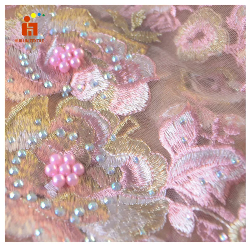HLSD187 New Design Beads Embroidery French Heavy Beaded Lace Fabric