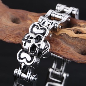 Cruz del hierro del acero inoxidable de los hombres y de la <span class=keywords><strong>cadena</strong></span> del cráneo de la motocicleta de la <span class=keywords><strong>bicicleta</strong></span> Pulsera - Product Image 4
