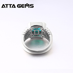 Business Simple Classic Style Created Green Princess Square Cut <strong>Emerald</strong> Nano Sterling <strong>Silver</strong> Engagement Bands or <strong>Rings</strong> for Men - Product Image 3
