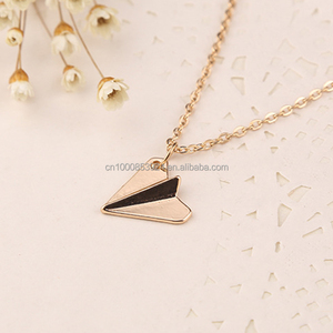 Collares con colgante de cadena de avión de papel de Origami Simple de moda para mujer/boda/cadena de eslabones de fiesta collar de parejas - Product Image 6