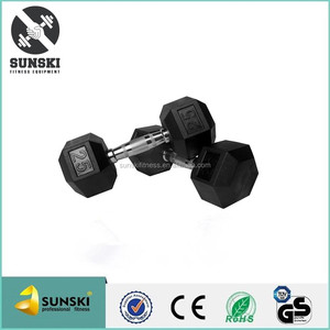New high quality rubber gum dumbbell hex set, barbell color coated hexagonal dumbbell - Product Image 2