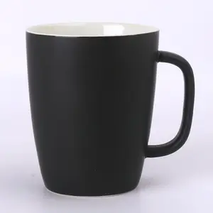 45cl Tall Two Tone Matte Black and Glossy White Color Glazed Custom Ceramic Stoneware Coffee And Tea Mugs