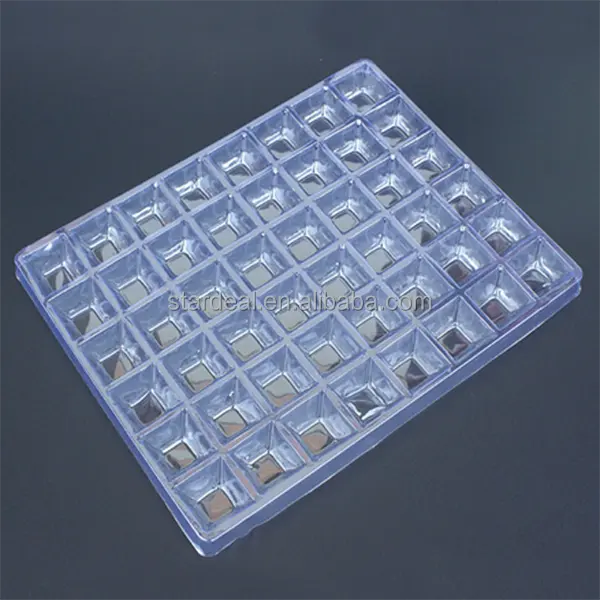 Customized clear large freezer whiskey and cocktail size silicone 48 cavity plastic ice cube tray with lid