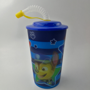 Tasse 3D en plastique réutilisable pour enfants, avec couvercle, impression circulaire