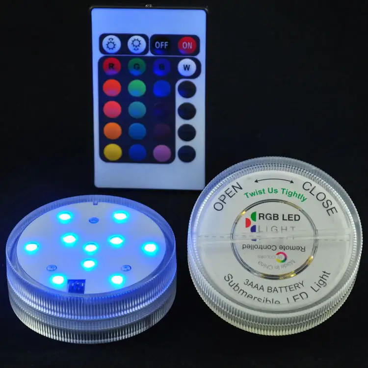 10pcs RGB SMD LEDs Remote Controlled Waterproof Submersible LED Light Base Under Vase Lighting