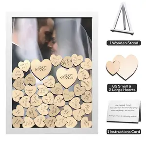 Nuovo Design personalizzato in legno libro degli ospiti di nozze alternativa Drop Top cornice in legno con supporto