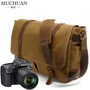 Mens impermeabile sling messenger bag alla moda della tela di canapa dslr spalla della macchina fotografica borse