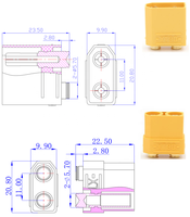 Connecteur de batterie banane jaune XT90 (prise et fiche)
