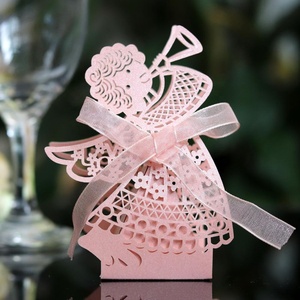 Laser Cut Girl Wedding Favor Box Paper <strong>Chocolate</strong> Candy Gift Box - Product Image 3