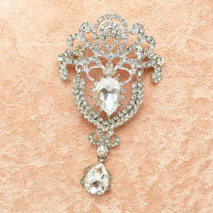 Fabrika doğrudan satış büyük boy kristal Rhinestones damla broş düğün buketleri için