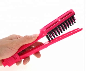 Anti-calore Di Alta Stampa Primavera V Forma Raddrizzamento Styling Dei Capelli Dell'onda Raddrizzatore Pettine