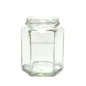 Hexagon Glass Jar 6 oz (190ml) w/ Gold Lid