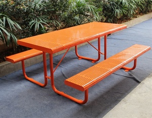 Commercial Outdoor Furniture Camping <strong>Table</strong> with <strong>Bench</strong> Powder Coating Rectangular Metal <strong>Garden</strong> Picnic <strong>Table</strong> <strong>and</strong> <strong>Benches</strong> Steel - Product Image 2