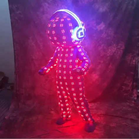 डीजे वेशभूषा कपड़े सूट का नेतृत्व किया एलईडी रोशनी चमकदार चरण नृत्य प्रदर्शन दिखाने पोशाक रात क्लब के लिए