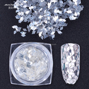 12 Formes Rond Carré Losange Hexagone <span class=keywords><strong>Blanc</strong></span> Paillettes Nail Art Paillettes Poudre Acrylique Pour Ongles - Product Image 1