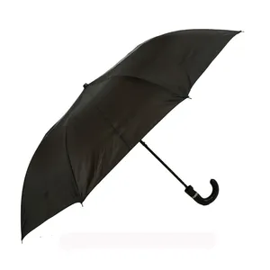 Paraguas plegable de 28 pulgadas x 8 varillas, paraguas con mango en j de alta calidad, 2 secciones grandes