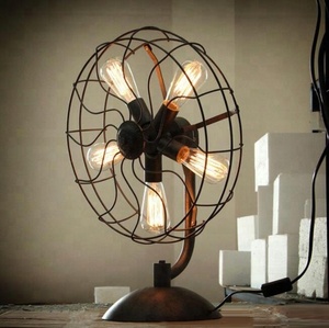 Loft fans table lamp industrial vintage table lamp with retro bulbs antique table lamp