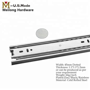 Meilong Phần Cứng Kính Thiên Văn Kênh 3 Bóng Mang Nhà Bếp Cài đặt Ngăn Kéo Slide/Đen Hoàn Thiện Sắt Trượt Chấm Trong 65G - Product Image 2