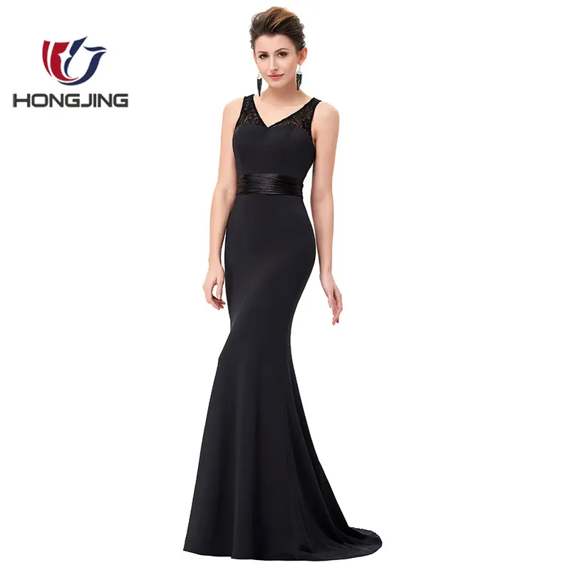 Vrouwen dragen Jersey Black Avondjurken Lange Bruid Moeder Jurk Dames Abendkleider Mermaid Avondjurken eveningwear jurk