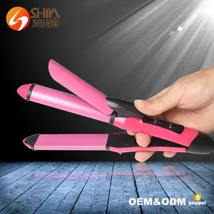 Pink mini Tourmaline Ceramic cheap price 2 in 1 hair straightener and curler