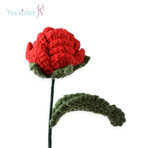 Saint Valentin Cadeau Décoration De Mariage À La Main Tige Rose Fleur Au Crochet - Product Image 6