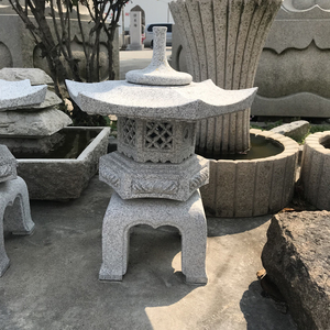 Japanse Stijl Tuin Outdoor Natuurlijke Graniet Steen Gesneden Grote Rokkaku Yukimi Pagode Licht En Lantaarns