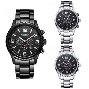 WJ-6154 CURREN 8056 moda maschile in acciaio pregiato importazione orologio da polso calendario tre occhi <span class=keywords><strong>orologi</strong></span> da uomo - Product Image 4