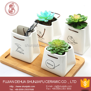 Mini <span class=keywords><strong>pot</strong></span> de fleurs créatif en <span class=keywords><strong>céramique</strong></span> en forme de sac à main, petits pots pour plantes succulentes - Product Image 2