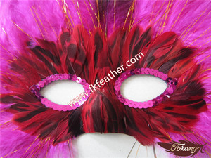 Fuentes Del Partido Del Bachelorette Rose Red Mardi Gras Máscara <span class=keywords><strong>de</strong></span> Plumas <span class=keywords><strong>de</strong></span> Pavo - Product Image 2