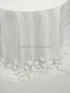 High Quality Fancy Floral Wedding Decorated 120 <strong>Round</strong> <strong>White</strong> <strong>Tablecloth</strong> - Product Image 4