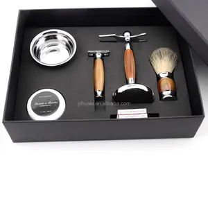 Badger Hair Shaving Brush And Chrome Razor Stand Shaving Set