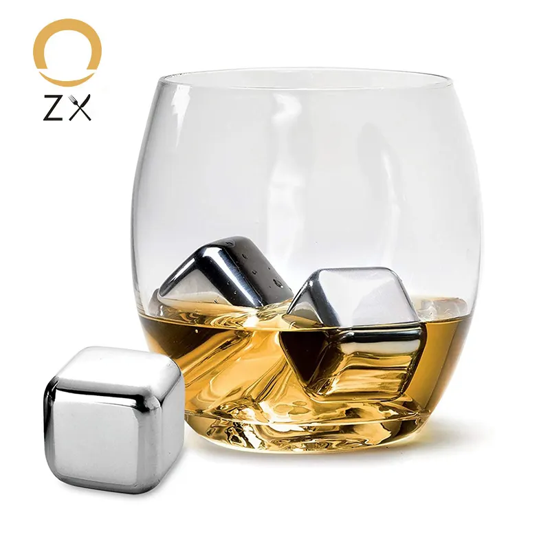 Whiskey Ice Stones Personalized Gift Set 8 Stainless steel Chilling Whisky Rocks Lead-Free Crystal Glass Cups