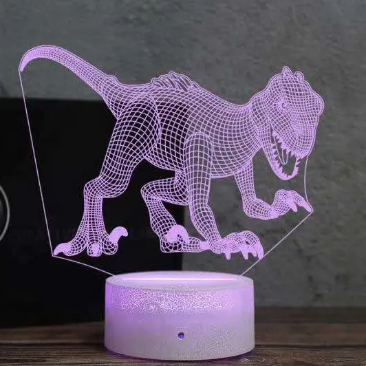 Desk Crack Night Light 7 Color Changing Touch Sensor 3D Dinosaur Table Lamp for Kids
