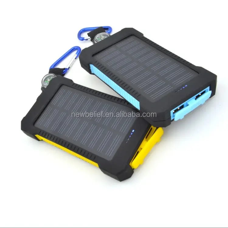 Dual usb portable 5v 2a solar power bank waterproof back up solar power charger 2019 20000 solar power bank