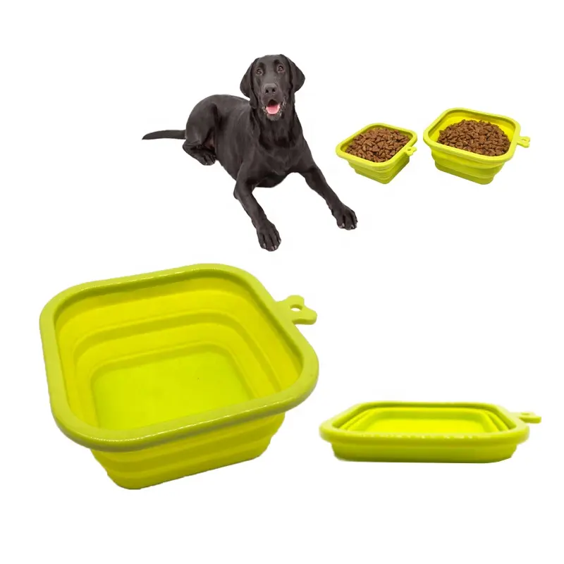 Ciotola pieghevole per animali domestici quadrata in silicone pieghevole personalizzata ciotola pieghevole per cani da viaggio per cani e gatti ciotola plegable in silicone