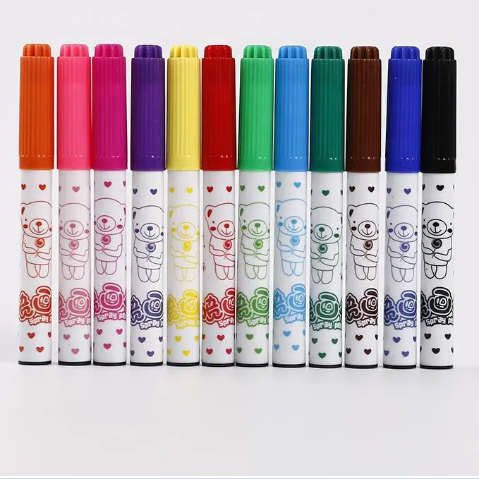 Save 20% factory manufacture set packing 12 colors water based air brush paint non-toxic art marker pen for children use