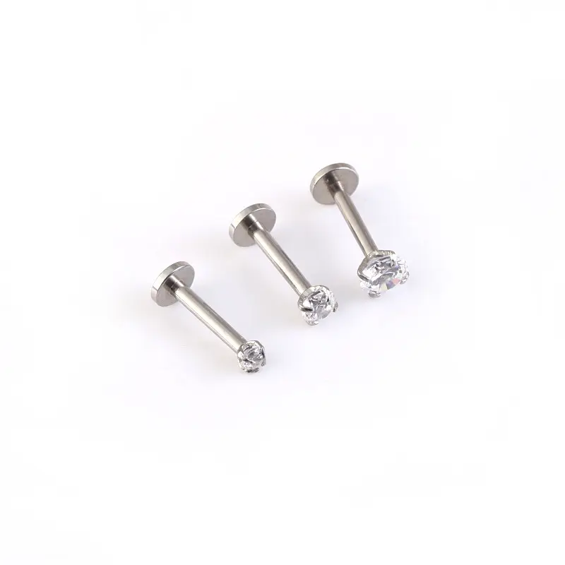VRIUA Stainless Steel Rhinestone Inlay 2/3/4ミリメートルLip Piercing Rings Eyebrow Piercings Tongue Classic Piercing