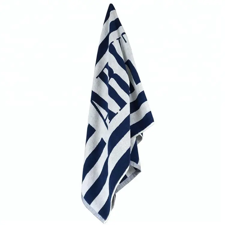 100% cotton terry velour 2 person beach towel, white striped beach towel extra large