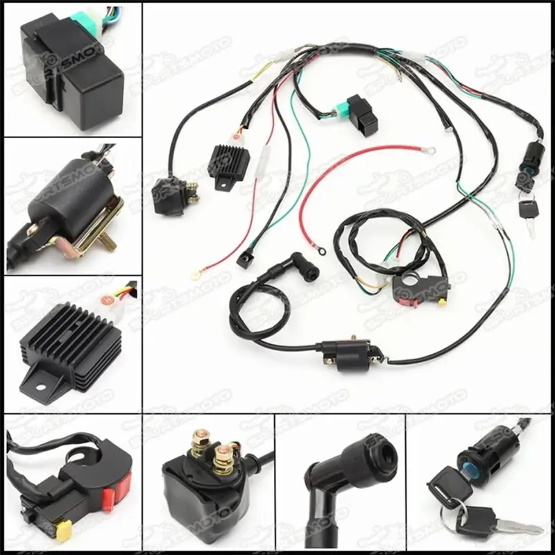 Полный набор для электрика жгут проводов 70cc 90cc 110cc 125cc квадроцикл ATV багги электрическим стартером двигателя