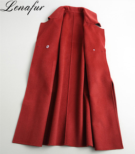 2021 Fashion Custom Made Wholesale Loose Long Wrap-Tie <strong>Belt</strong> Double Faced 100% Lamb Sheep Cashmere <strong>Wool</strong> Fur <strong>Coat</strong> for Women - Product Image 5
