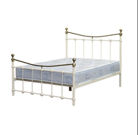 Couleur laiton Antique Lit Double 4ft6 En Métal Noir ou Crème lit cadre