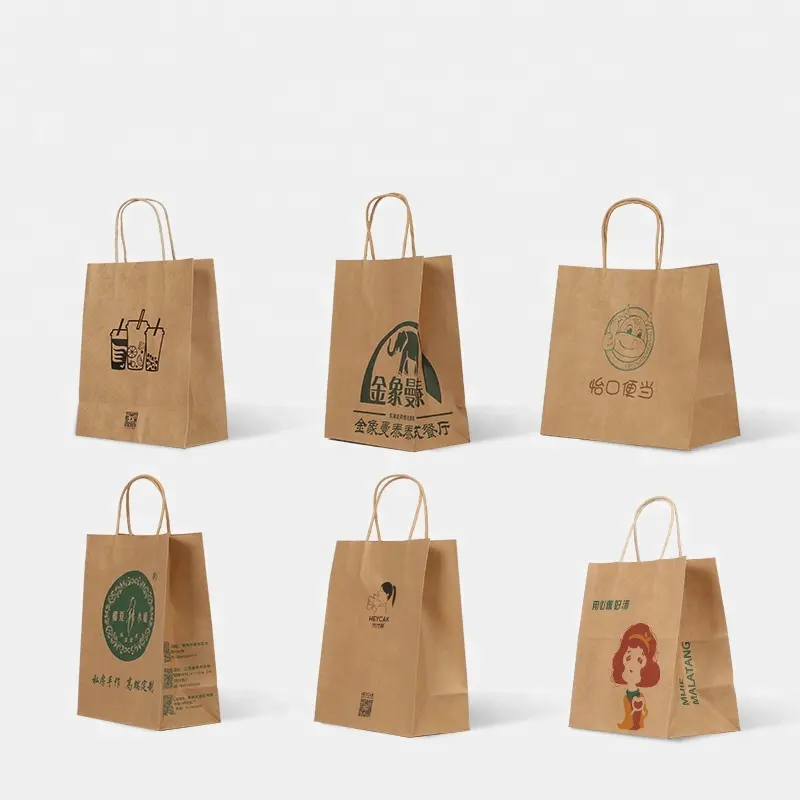 china cheap bulk kraft brown paper bags gift shopping bag manufactures wholesale with paper handle logo printing