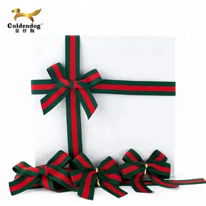 Тканая красно-зеленая лента в полоску под заказ, Рождественский бант для упаковки подарков