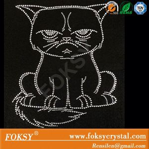 Gros correctif strass grincheux chats fer sur le transfert pour le vêtement - Product Image 1